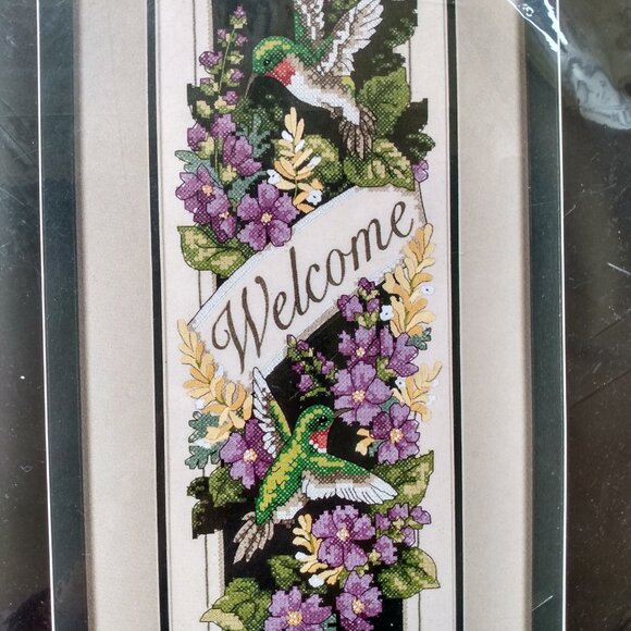 Vintage Hummingbird Welcome Cross Stitch Kit by Dimensions - Picture 2 of 12